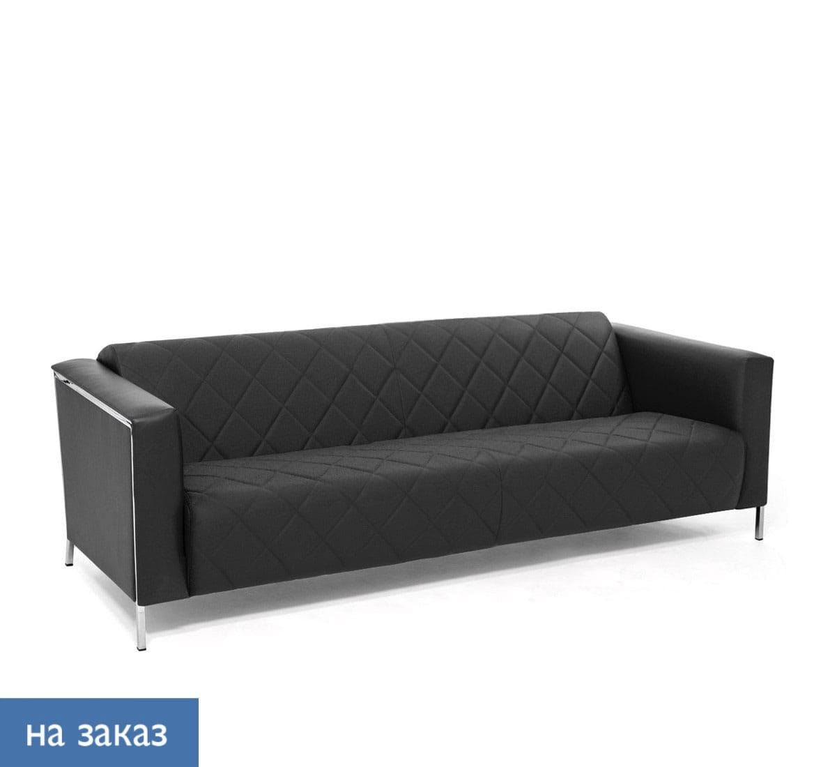 VISPO 3м диван,кожа+ к/з черн ЧЕРНЫЙ/КОЖА